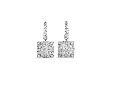 Rhodium Plated CZ Studded Square Shape Twisted Earring